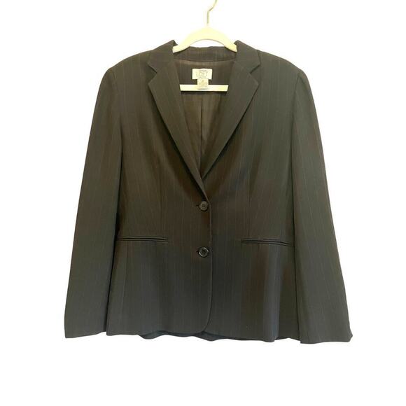 Ann Taylor Loft Black Classic Pin Stripe Blazer Jacket Women's 6 P Career Work - Picture 1 of 8